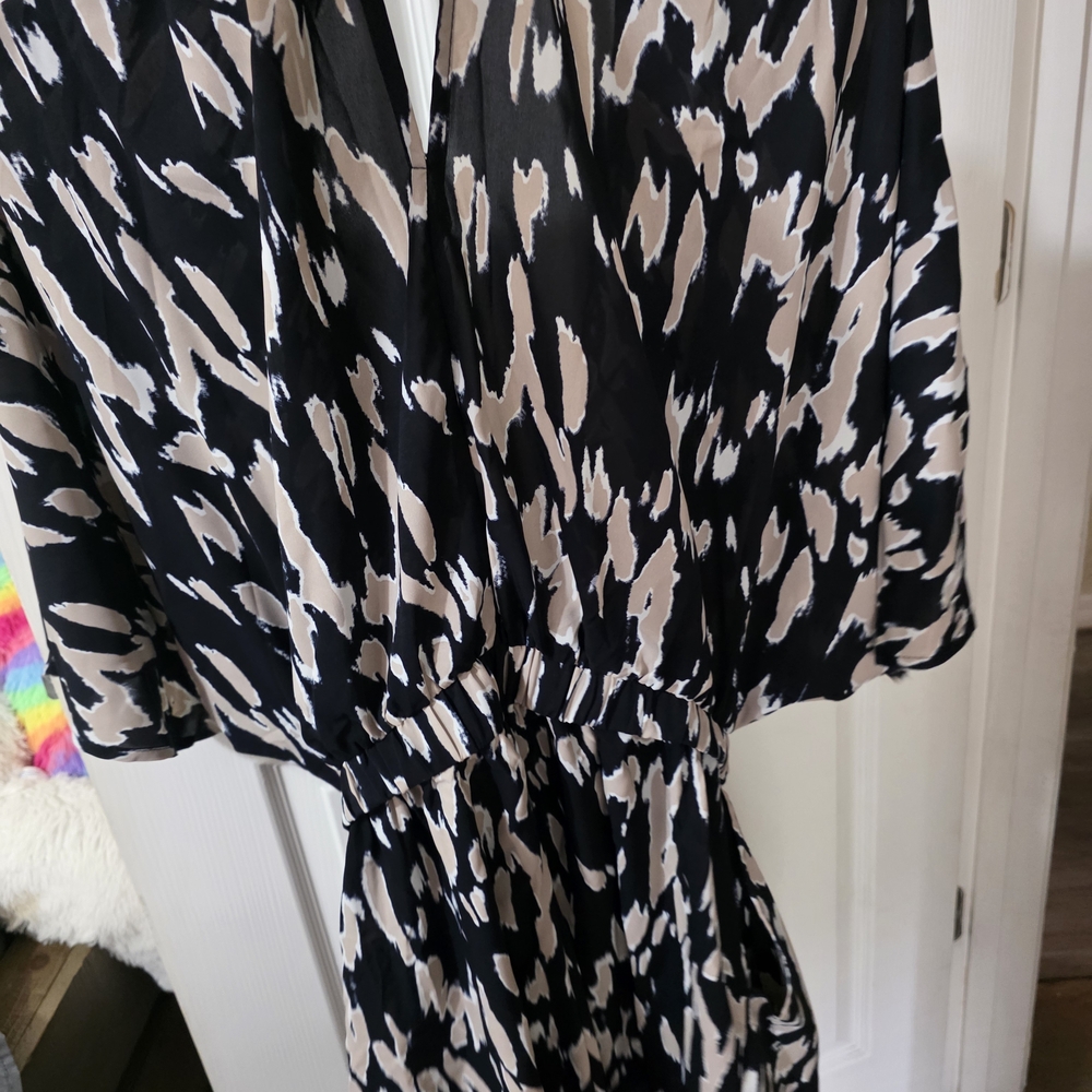 Stylish Black and Cream Patterned Romper